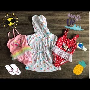 Swimsuit and towel robe 3 piece set (2T)